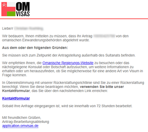 oman visum abgelehnt